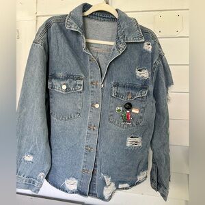 Distressed Denim Jacket with fun flair